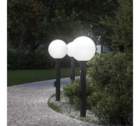 Lampioni a paletto con sensore e presa 3 pz 80 cm neri IP44