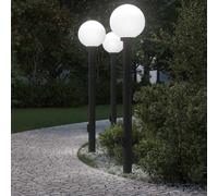 Lampioni a palo con presa elettrica 3 pz 120 cm Nero IP44