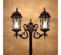 Lampioni Lampioni per Esterni Lampione per Esterni, Lampioni Stradali A 2 Luci Lampione per Esterni Lampione da Esterno Impermeabile Faro A Palo Alto Alluminio Antiruggine P, Black, Height 320cm