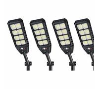 Lampioni Solari LED da Esterno con Sensore Movimento PIR, 144 LED, IP65 Impermeabile, Telecomando Wireless e 3 Modalità Luce - Illuminazione Stradale Solare per Giardino, Cortile (Set 4 Pezzi)