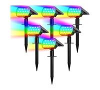 Lampioni Stradali, Faretti solari da esterno con cambio colore, 7 modalità, IP65, impermeabili, for esterni, dal tramonto all'alba, for patio e giardino(6pcs)