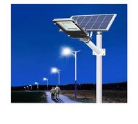 Lampioni stradali solari a LED impermeabili senza fili da 200 W 100 W Lampade stradali da cortile Illuminazione di inondazione di sicurezza Telecomando e palo(300WDC Double Color)