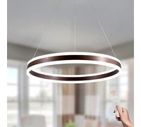 LAMPLAY Lampada A Sospensione Moderna A LED Rotonda, 1 Lampadario Ad Anello Marrone, Dimmerabile Con Telecomando 3000K-6000K Lampada Da Soffitto, Altezza Regolabile, Soggiorno Camera Da Letto(Ø60cm)