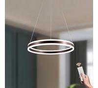 LAMPLAY Lampada A Sospensione Moderna A LED Rotonda, 1 Lampadario Ad Anello Marrone, Dimmerabile Con Telecomando 3000K-6000K Lampada Da Soffitto, Altezza Regolabile, Soggiorno Camera Da Letto(Ø40cm)