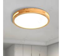 LAMPLAY Lampada Da Soffitto Rotonda In Legno, Ø30cm, Lampada LED A Luce Fredda, Legno Naturale Originale 6000K 18W, Design Con Cavità Laterale, Per Camera Da Letto Soggiorno Studio Cameretta Cucina