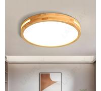 LAMPLAY Lampada Da Soffitto Rotonda In Legno, Ø30cm, Lampada LED A Luce Neutra, Legno Naturale Originale 4500K 18W, Design Con Cavità Laterale, Per Camera Da Letto Soggiorno Studio Cameretta Cucina