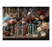 lamplig Puzzle per adulti 1000 pezzi, vintage libro fiore libreria libreria, natura puzzle da 1000 pezzi per adulti anziani, puzzle duro antico con lettere sul retro, poster 1:1