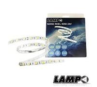 LAMPO REEL245050IP20BF STRIP LED 5 MT POTENZA AL MT 14.4W ALIMENTAZIONE 24V DC 1050 Lm LUCE FREDDA 6400K CRI>90Ra APERTURA 120° GRADO IP 20 Bianco