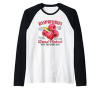 Lamponi Juicy Delicious Sweet Raspberry Retro Grafica Maglia con Maniche Raglan
