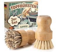 lampox Spazzola per palmi in bambù: spazzola abrasiva ideale per stoviglie, pentole, padelle e lavelli da cucina. Perfetto per una pulizia accurata, in un pratico set da 2.