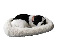 Lamppdcor Cucciolo realistico, respiro cane addormentato per antico sul cuscinetto, peluche interattivo, batteria a batteria per bambini, bianco