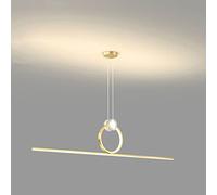 Lamps Contemporary Brass Strip Pendant Light LED Dimmable Ceiling Hanging Lamp Crystal Suspended Fixture Home Dining Table Kitchen Adjustable Chandelier