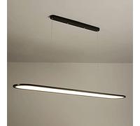 Lamps Kitchen Island Strip Pendant Light, LED 3 Color Mode Hanging Lamp, Metal Long Suspension with Acrylic Panel Shade Drop Lights, Black Aluminium Linear Chandelier