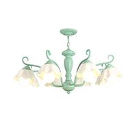 Lampshade Dining Room Lights Nordic Green Ceramic Flower Shape Chandelier Light Fixture Bedroom Girls