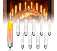 Lamptobe 0.2 W Lampadina LED E10 Candela con Fiamma Tremolante E10 AC 15-55V - Luce Bianca Calda 1800K per Sostituzione Luce Ponte ad Arco Candela Natalizio, 3lm Non Dimmerabile, 10 Pezzi