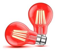 Lamptobe 2 lampadine a LED, attacco B22, a globo A60, colore LED, per illuminazione di feste, esterni, patio, Natale, colore: rosso