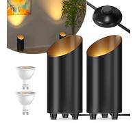 Lamptobe 2 Pack Applique da Parete Interno,5W 3000K Faretto Uplighter Wall Sconce Wash Light Presa di Corrente Lampada Uplight con GU10 Lampadina LED, per Piante,Luci per Quadri,Piante o Opere D'arte