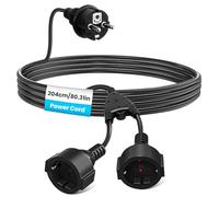 Lamptobe 2M Doppia Spina per Presa 2-Slot Presa Multipla con Cavo Flessibile 2 in 1 Schuko Cavo di Estensione Breve IP44 Grado di Protezione per Interni ed Esterni,16A/250V/4000W