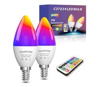 Lamptobe 2X Lampadina LED E14 Cambia Colore - 3W SES LampadinaLED E14 RGB Dimmerabile RGB + Bianco Caldo & Bianco Freddo Lampadina E14 Colorata con Telecomando, Memoria e Sincronizzazione Funzione