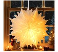 Lamptobe 3D Carta Stella Lanterna con Luci a Led - 50 CM Natale Finestra Luce con Spina UE Grande Appeso Stella Ornamento Decorazione Interna per Vacanze, Feste, Matrimoni, Compleanno (Bianco)