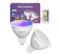 Lamptobe 3W MR16 GU5.3 LED RGB Lampadine, 12V Dimmerabile MR16 LED Spot Light con telecomando, 12 colori + bianco caldo + freddo bianco scelte per la casa Deco confezione da 2