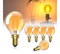 Lamptobe 4W Lampadine LED E14 luce calda 2200K vetro ambrato pari a 40Watt, Vintage lampadina led e14 G45 Globo lampadine led, AC 220-240V non dimmerabile per illuminazione decorativa - 6 confezioni
