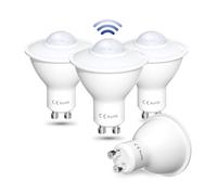 Lamptobe 5W GU10 Lampadine con Sensore di Movimento, Bianco Freddo 6000K Non-Dimmerabile Auto On/Off Lampadina LED PIR Esterno Interno per Garage, Corridoio, Patio(4-Unità)