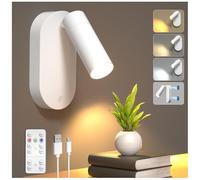 Lamptobe Applique da Parete Interno,1 Pack Faretti LED per interni con timer e telecomando,Faretti da Soffitto Orientabili per piante, luci per quadri,per piante o opere d'arte