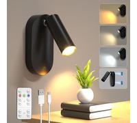 Lamptobe Applique da Parete Interno,1 Pack Faretti LED per interni con timer e telecomando,Faretti da Soffitto Orientabili per piante, luci per quadri,per piante o opere d'arte