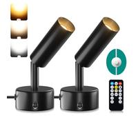Lamptobe Applique da Parete Interno,2 Pack Faretti LED per interni con timer e telecomando,5 W per piante, luci per quadri,illuminazione da interno,3000 K/4000 K/5000 K,per piante o opere d'arte