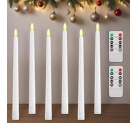 Lamptobe Candele LED Coniche Senza Fiamma Con Telecomando, Fiamma Oscillante, Timer, a Batteria per Natalizie, Matrimoni, Halloween e Casa - Set di 6