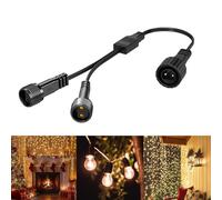 Lamptobe Connettore Luci Natale - IP65 Impermeabile 2 Pin Connettore per Lampada di Natale Esterno 1 a 2 Cavo di Prolunga per Luci Stringa e Tende, Lampadine LED G40
