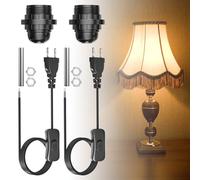 Lamptobe Kit Di Montaggio E27 Per Lampade Da Tavolo E A Sospensione Con Interruttore, Asta Filettata E Cavo 1.8M - Nero, 2 Pezzi