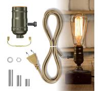 Lamptobe Kit Portalampada E27, Bronzo - Lampada DIY con Cavo da 2,5m e Interruttore - Set Portalampada E27 per Lampada da Tavolo, Lampade su Bottiglia - MAX 60W - 1 Pezzo