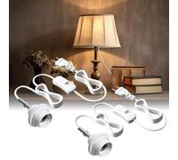 Lamptobe lampada fai da te con cavo, kit di zoccoli E27 per lampade da tavolo Zoccolo E27 con cavo da 1,8 m Zoccolo per lampada fai da te con interruttore - Bianco - Confezione da 2