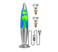 Lamptobe Lampada Lava Blu Verde, Lava Lamp Decorativa Lava con 2x Lampadine E14 R39 25W, Retro Lava Lampada ideale per camera da letto, soggiorno, Spina EU