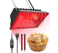 Lamptobe Lampada Riscaldante per Pulcini da 175W con Interruttore Alto/Basso, Include 2 Lampadine a Infrarossi R7s, Catena di Sospensione Regolabile e Cavo da 3m per Polli Anatre Cani