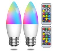 Lamptobe Lampadina LED E27 5W RGBW con Telecomando, Luce Calda 3000K + Luce Fredda 6000K, Dimmerabile, 12 Colori, per Atmosfera e Party, 2 Pezzi