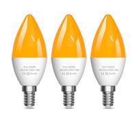 Lamptobe Lampadina Piccola a Candela 2000K, Lampadine LED E14 Luce Calda Ambra Blocco della Luce Blu Lampada Notturna 3W per Camera da Letto, Sonno Sano, Luce per Nursery del Bambino, 3 pezzi