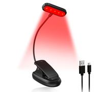 Lamptobe Leselampe Buch Klemme Rotlicht 670nm und Bernstein, Dimmbar USB-C Wiederaufladbare Leselampe mit Blaulichtfilter, Flexibler Clip, für Nachtlesen ins Bett für Kinder