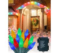 Lamptobe Luci Natale, 5M con 50 LED luci natale vintage, cavo verde, impermeabile, 8 modalità di illuminazione natalizia per decorare feste, Halloween e Natale