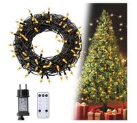 Lamptobe Luci per Albero di Natale Fairy Lights Interno/Esterno, Catena LED a Corrente 6W 100 LED 10M, Impermeabile IP66, Luce Calda Regolabile con 8 Modalità di Illuminazione, Timer per Giardino