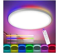 Lamptobe RGB Plafoniera LED Soffitto Dimmerabile con Telecomando, 30CM 24W 3200LM IP44 3000K-6000K Luci RGB per Bagno Soggiorno Cucina Camera dei Bambini