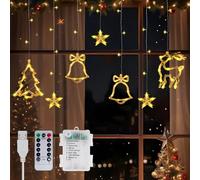 Lamptobe Tenda Luminosa Natale Interni 3,5 M con Telecomando, 120 LEDs 8 Modalità Luci Finestre Natalizie Batteria o Alimentate a USB