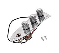 LAMSAM Piastra di controllo precablata per basso jazz, scheda di controllo J Bass con cablaggio potenziometri push pull jack di uscita a contatto completo, come parti di ricambio per liutaio, cromata
