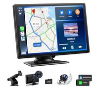 LAMTTO A-pple CarPlay & Android Auto 9" Schermo Per Auto Carplay Wireless con Telecamera di Retromarcia 1080P & Fotocamera frontale da 2,5k Controllo Vocale Mirror Link Mappe Online
