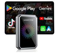 LAMTTO AI Box Wireless CarPlay con Google Play Store Download App Assistente Gemini AI, Android Auto con NetfIix YouTube HDMI AirPlay Riproduzione USB WiFi Dual Band e Bluetooth OTA