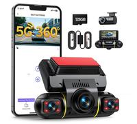 LAMTTO Dash Cam Auto 360 Gradi Dashcam Controllo APP WiFi 5G 4 Canali Telecamera
