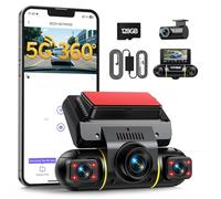 LAMTTO Dash Cam Auto 360 Gradi Dashcam Controllo APP WiFi 5G 4 Canali Telecamera per Auto Monitoraggio del Parcheggio IR Visione Notturna Kit di Cablaggio Scheda 128GB Gratuita