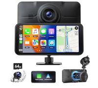 LAMTTO Schermo Carplay con 4K+1080p Dashcam Anteriore e Posteriore, Wireless A-ppIe Carplay Android Auto Mirror Link, 6,25" Touchscreen Navigazione, Assistente Vocale Bluetooth FM AUX Scheda SD 64 GB